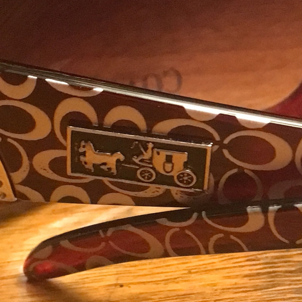 Coach Red/Burgundy & Silver Signature C Sunglasses with Brown Signature C Case - Picture 8 of 14